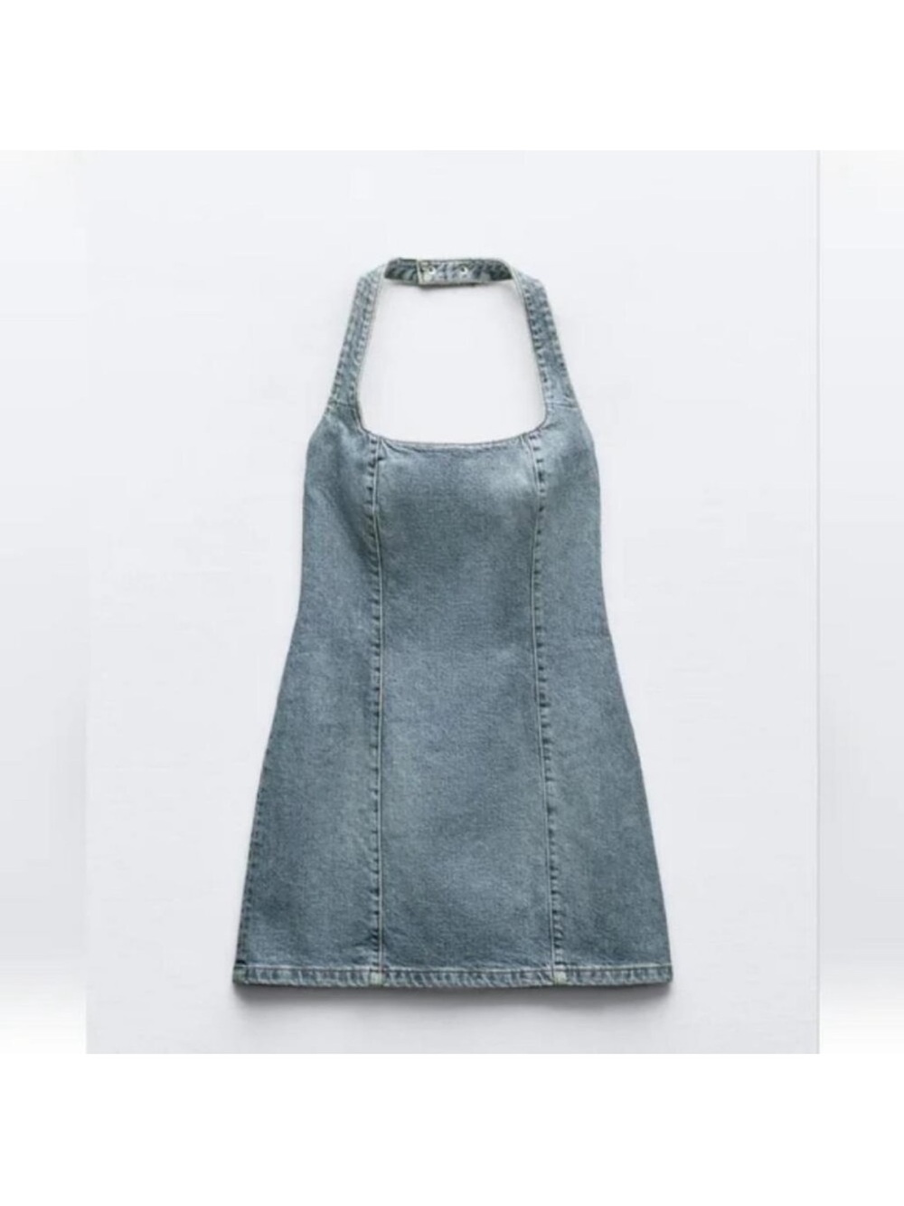 $59.90 Zara Denim Mini Halter Dress Size XS